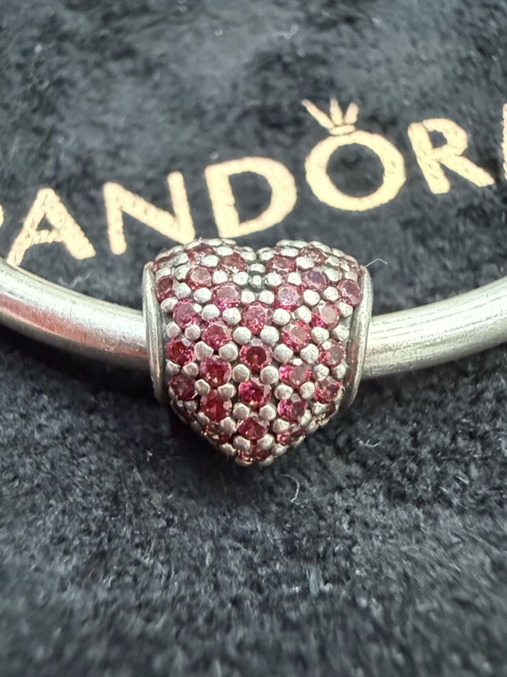 Authentic Pandora Retired Pave Heart Charm S925 ALE 791052CZR